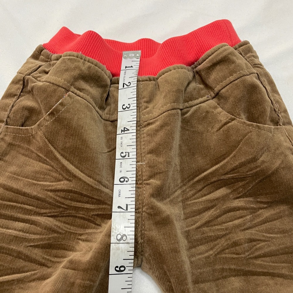 Kids Brown Corduroy Pants Trousers Size 6Y Fleece Lining Elastic Waist Warm Cute - Picture 8 of 10